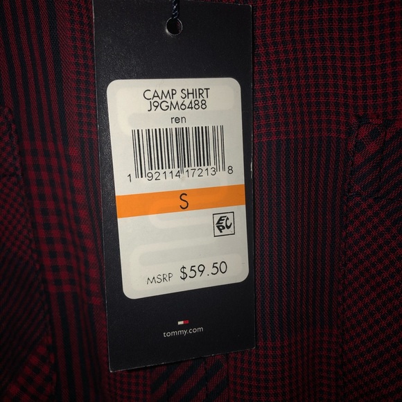 Tommy Hilfiger Red/Navy camp shirt - Picture 2 of 7